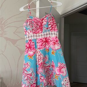 Lilly Pulitzer Floral Midi Dress in Pink and Blue